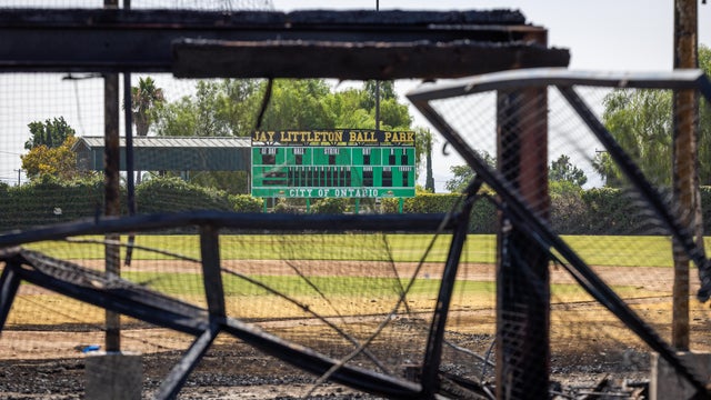 A beloved community baseball stadium used for scenes in the 1992 film "A League of Their Own" and other Hollywood movies was damaged in a fire late Thursday in Ontario, California. Flames tore through the wooden grandstand and other parts of historic Jay 