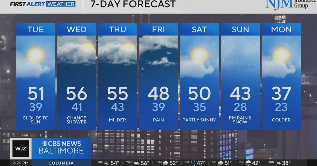 50-degree temperatures move into Maryland