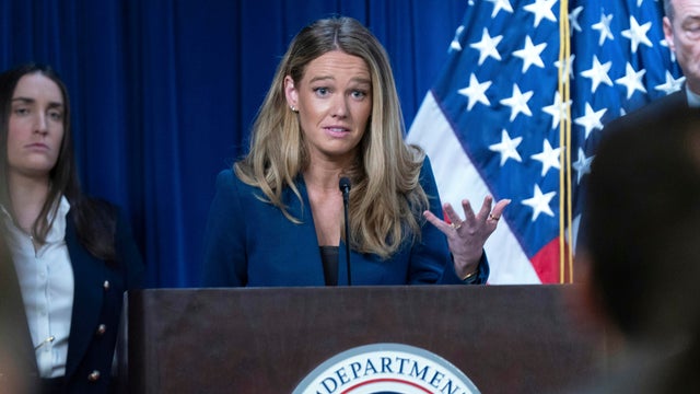 DHS Assistant Secretary for Public Affairs Tricia McLaughlin speaks at ICE Headquarters in Washington, D.C., on May 21, 2025. 