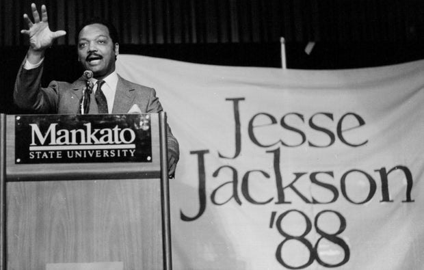 Jesse Jackson, 1988 Presidential campaign, Mankato, Minn., January 1988