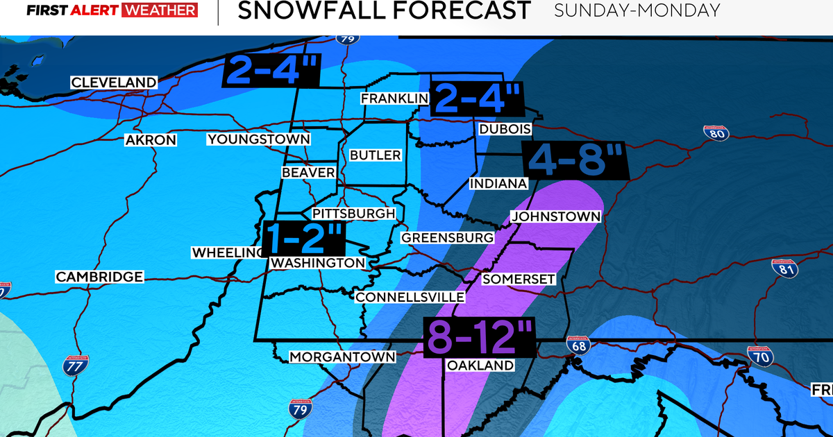 Winter storm and heavy snow for the Laurel Highlands and Ridges Sunday into Monday