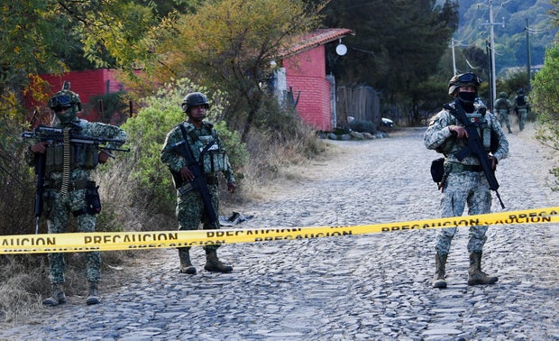 Soldiers secure area after cartel boss 'El Mencho' dies following federal forces operation in Tapalpa 