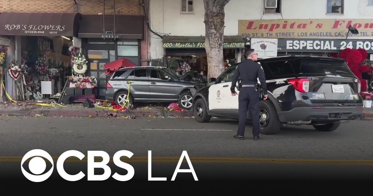 Several people injured after car slams into downtown LA tree - CBS Los ...