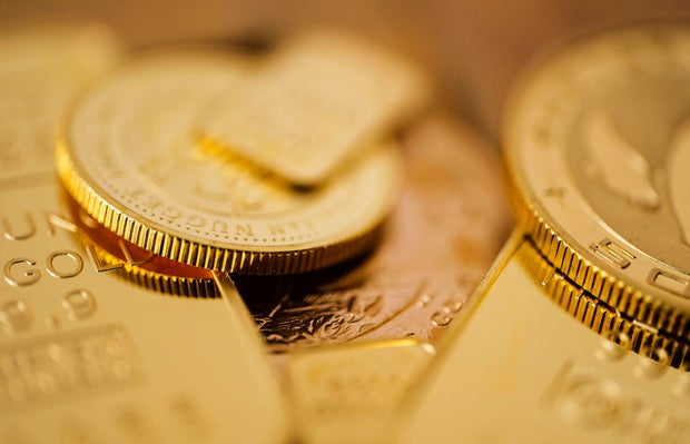 Close-up of gold coins 