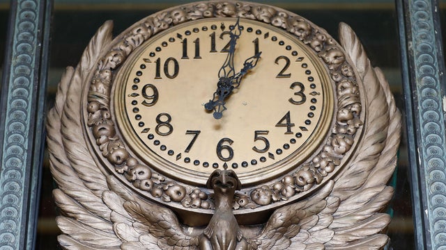 The original clock in the historic lobby of the Herald Examiner Building is seen Sept. 1, 2021, in Los Angeles. 