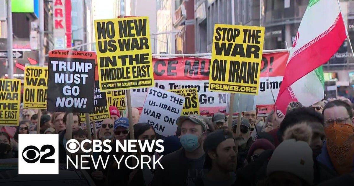 New Yorkers flood Times Square to protest military strikes in Iran