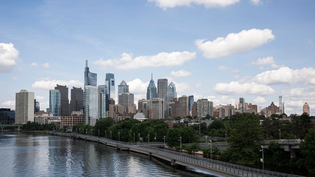 A general view shows the skyline of Philadelphia from South 