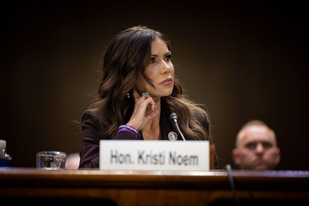 Secretary of Homeland Security Kristi Noem testifies before the Senate Judiciary Committee at the Dirksen Senate Office Building in Washington, D.C., on March 3, 2026. 