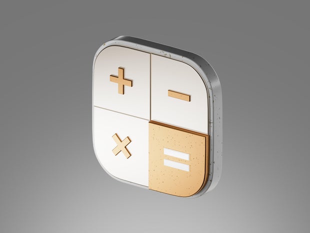 3d calculator render concept of financial management. 3d calculating financial risk planning, calculator with money coins and banknote. 3d tax finance on purple background. 3D Rendered icon. 