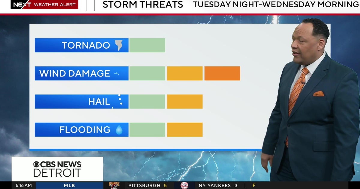 Severe storms expected Tuesday night into Wednesday morning - CBS Detroit