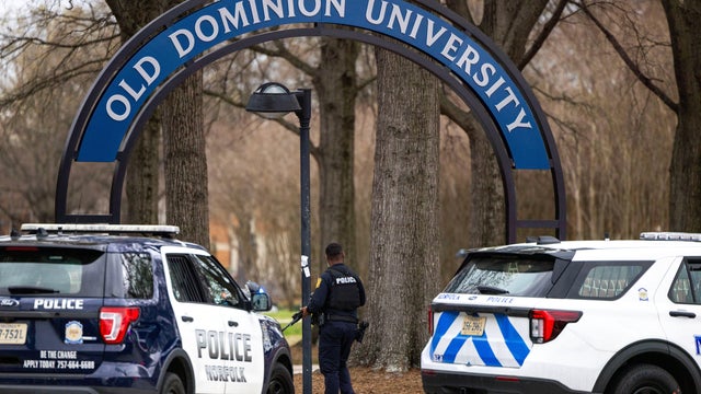 Police arrive outside Old Dominion University's campus after a shooting March 12, 2026, in Norfolk, Virginia. 
