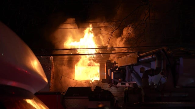 Flames in window of Brooklyn home 