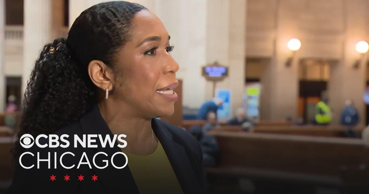 U.S. Senate candidate Juliana Stratton answers questions after winning primary