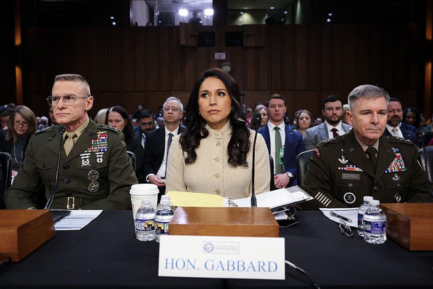 Director of National Intelligence Tulsi Gabbard prepares to testify at a Senate Intelligence Committee hearing in Washington, D.C., on March 18, 2026. 