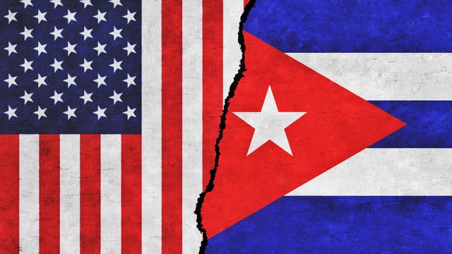USA and Cuba flags together. USA vs Cuba 