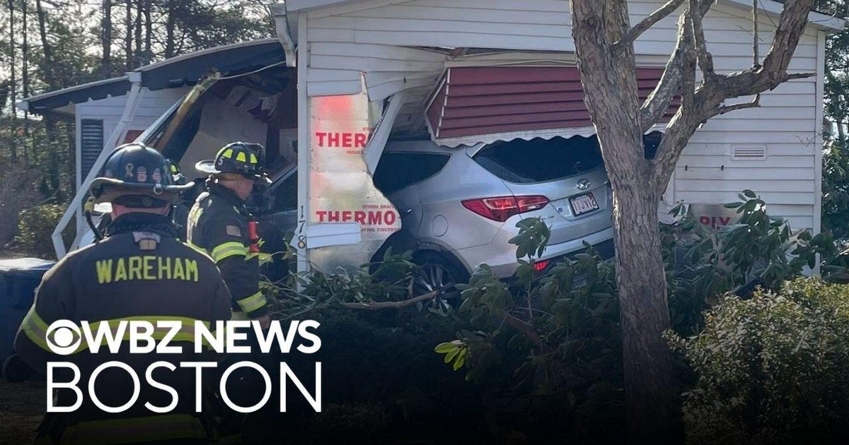 Car crashes into Massachusetts trailer home - CBS Boston