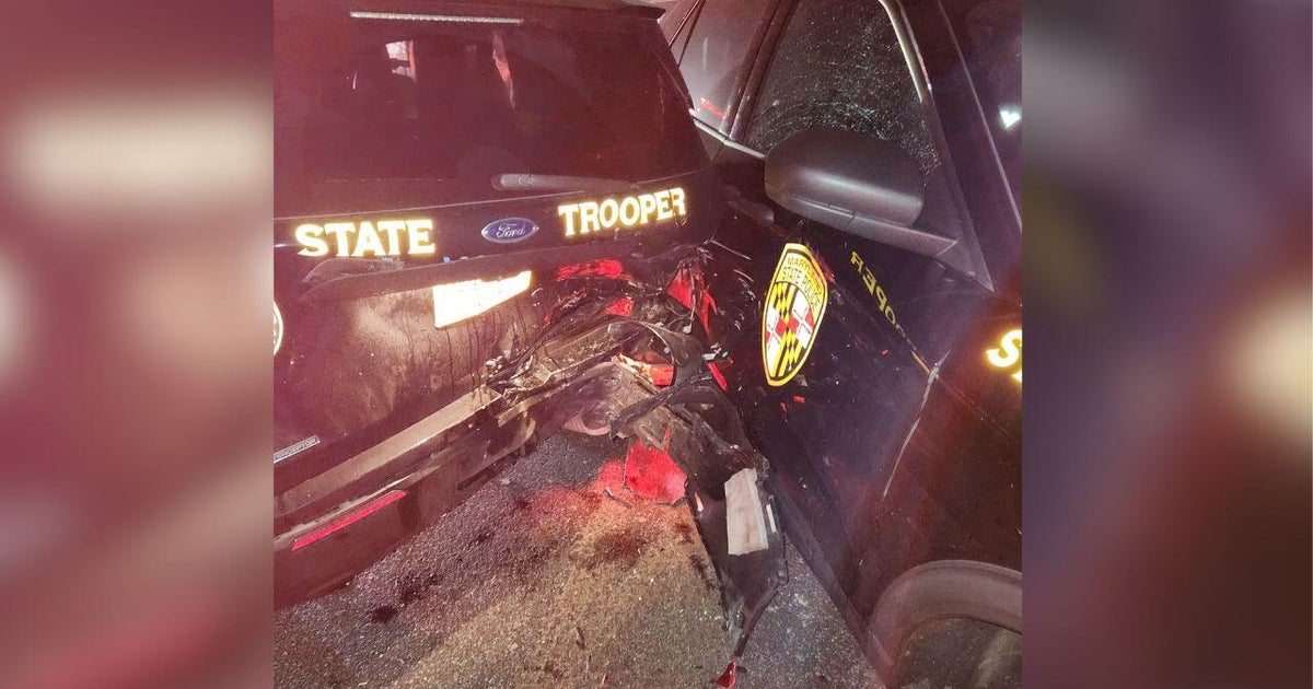 Suspected impaired driver arrested after crashing into Maryland State Police vehicles, injuring troopers
