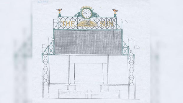 Sketch of Camden Yards Board and Clock Design