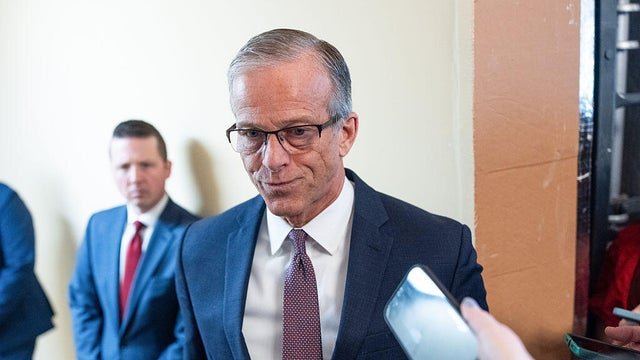 Senate Majority Leader John Thune of South Dakota speaks to reporters at the U.S. Capitol in Washington, D.C., on Thursday, March 26, 2026. 