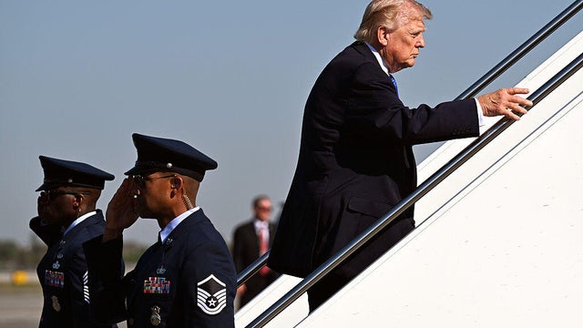 President Trump Departs Palm Beach For Memphis 