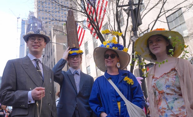 People take part in the annual Easter Parade and Bonnet Festival on Fifth Avenue between 49th and 57th Streets on Easter Sunday, April 20, 2025 in New York City, United States.