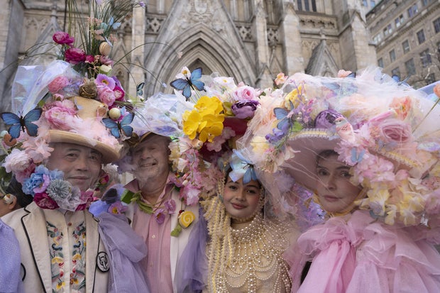 People take part in the annual Easter Parade and Bonnet Festival on Fifth Avenue between 49th and 57th Streets on Easter Sunday, April 20, 2025 in New York City, United States.