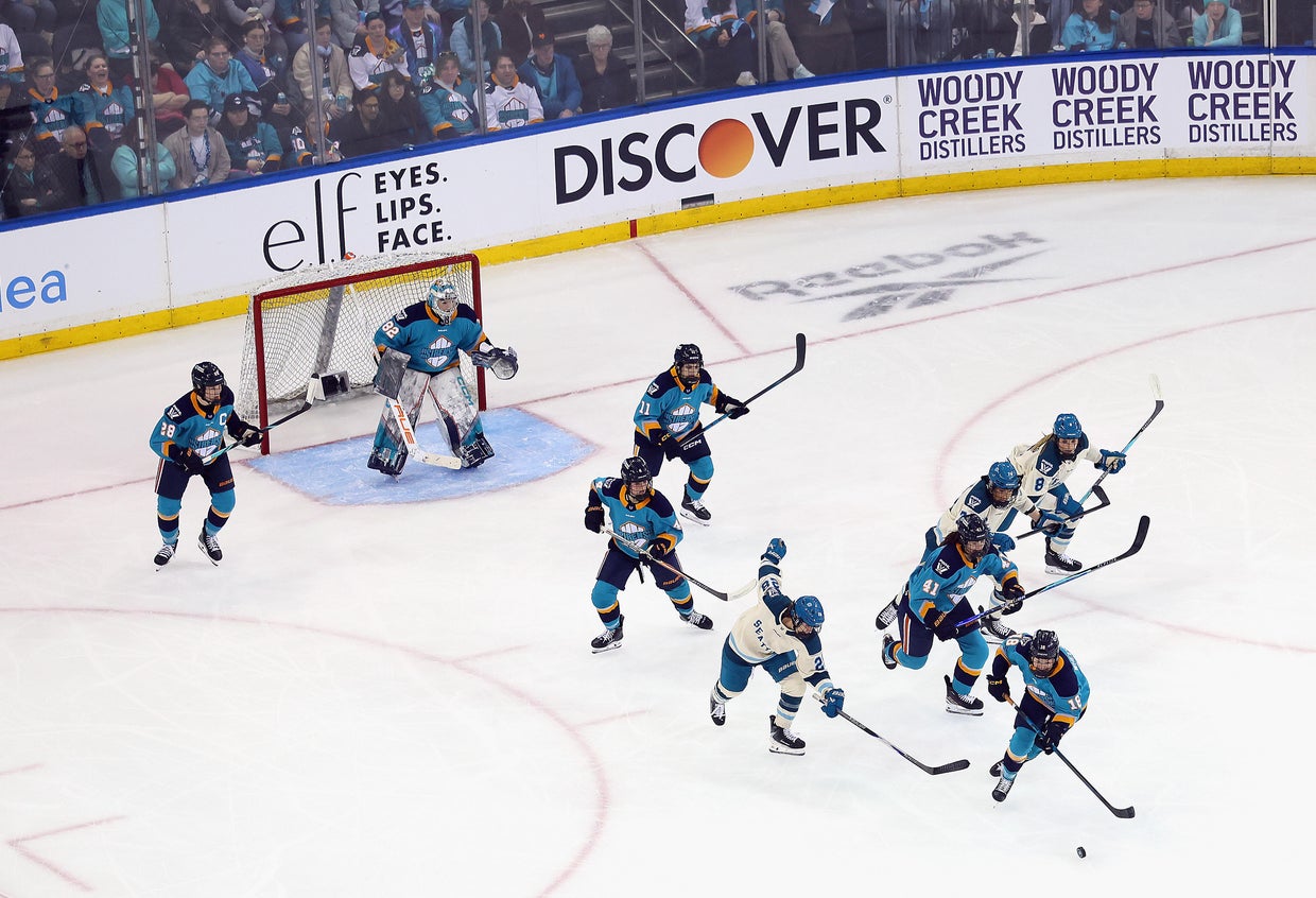 New York Sirens and Seattle Torrent play a PWHL game at Madison Square Garden on April 4, 2026, in New York.
