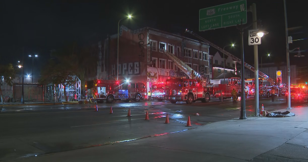 4-story building burns in East Hollywood creating "hazardous" situation for firefighters