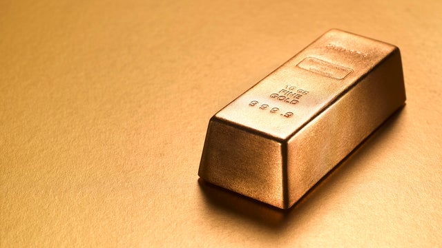 Gold ingot with gold copy space 