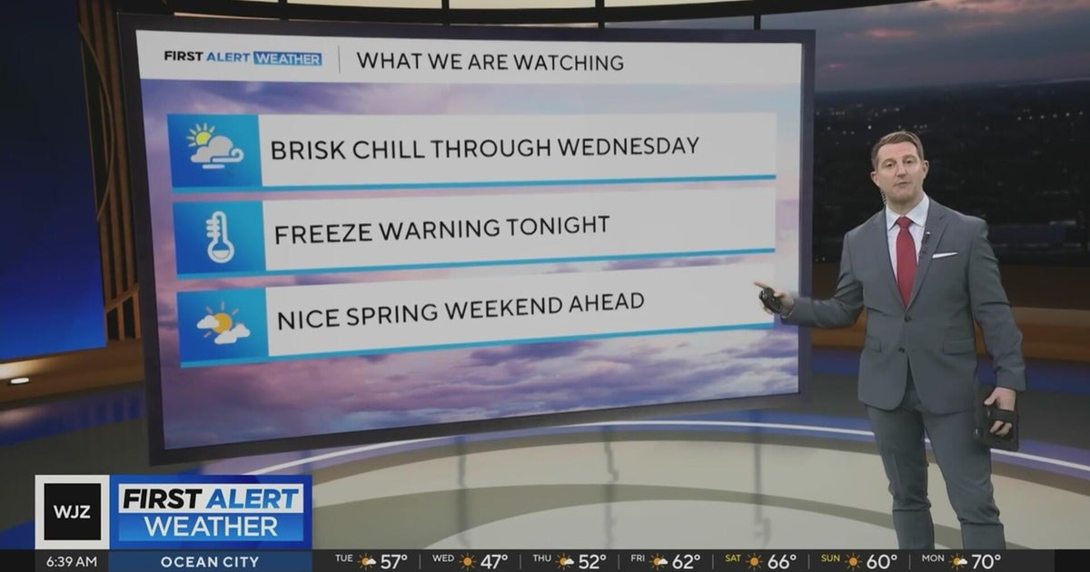 Sunny and chilly Tuesday in Maryland, freeze warning tonight - CBS ...