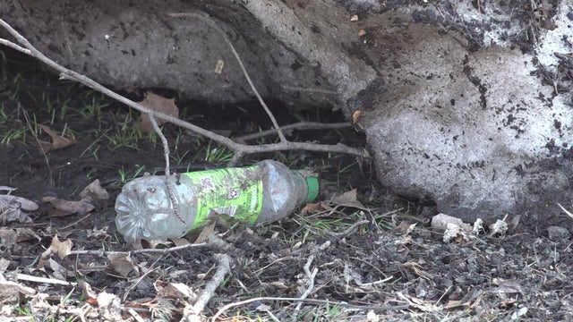 dirt-covered snow piles 