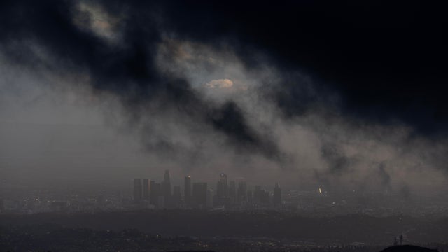 Dark Clouds Swirl Over Los Angeles During a Break Between Storms 