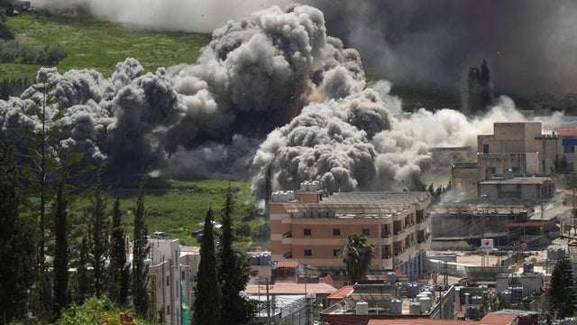 Smoke rises following an Israeli strike in Nabatieh 