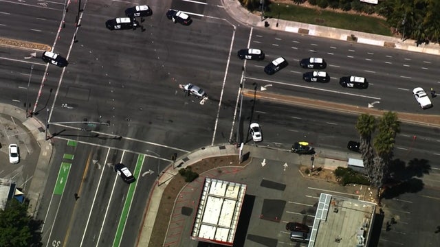 Close up police car flashing lights, generic stock photo 