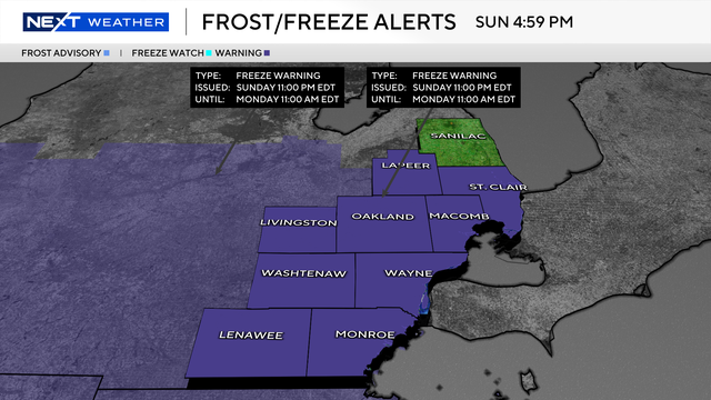 Freeze, frost alerts CBS News Detroit 