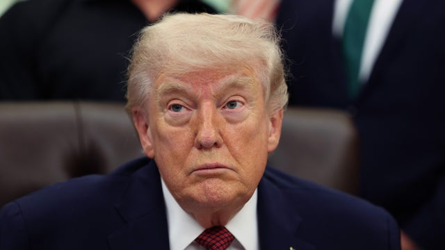 President Trump speaks in the Oval Office on April 18, 2026, in Washington, DC. 