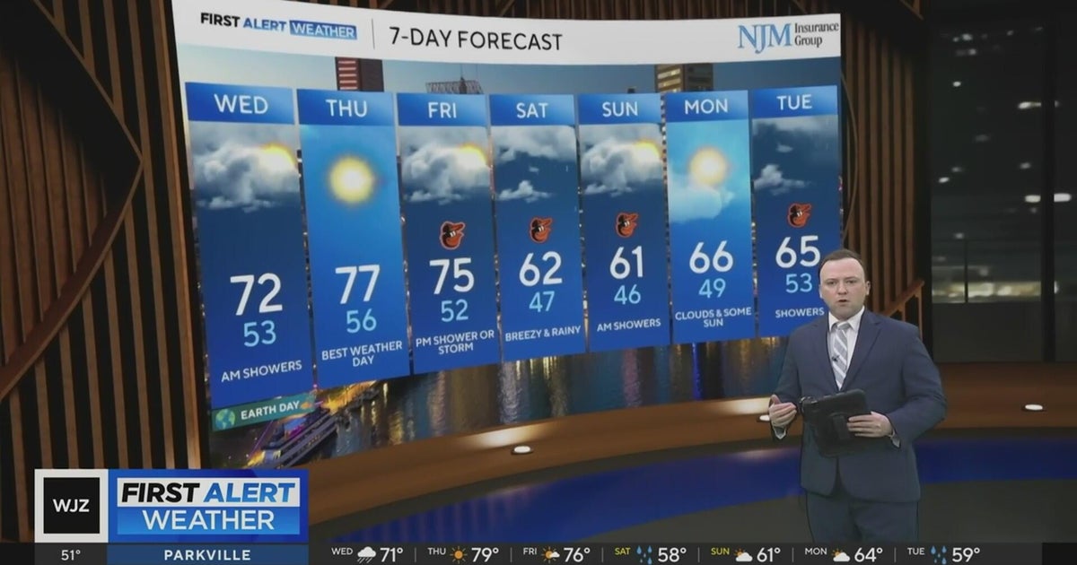 Milder temperatures with rain chances Wednesday in Maryland - CBS Baltimore