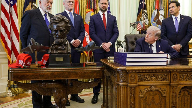 President Trump Speaks In The Oval Office Alongside Israeli And Lebanese Officials 