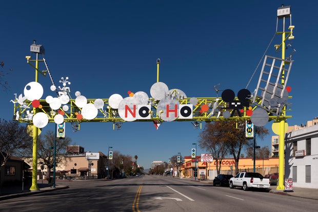 The NoHo Gateway Sign, welcoming visitors to the arts district of the North Hollywood neighborhood i 