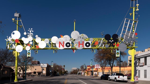 The NoHo Gateway Sign, welcoming visitors to the arts district of the North Hollywood neighborhood i 