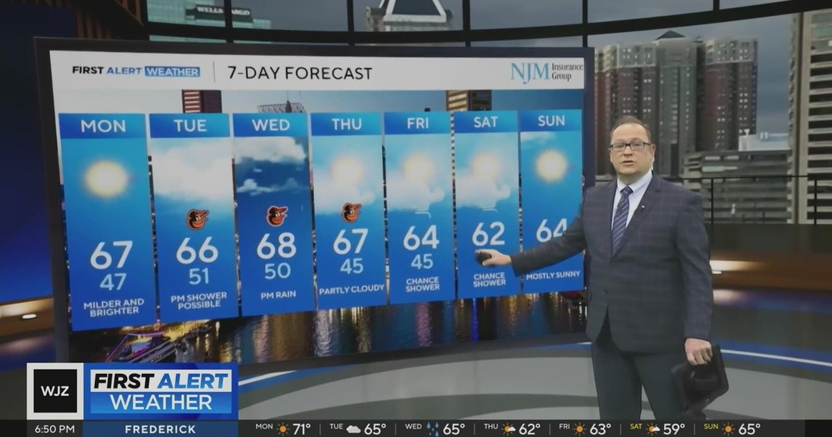 Sunny with temperatures in mid-60s in Maryland on Monday