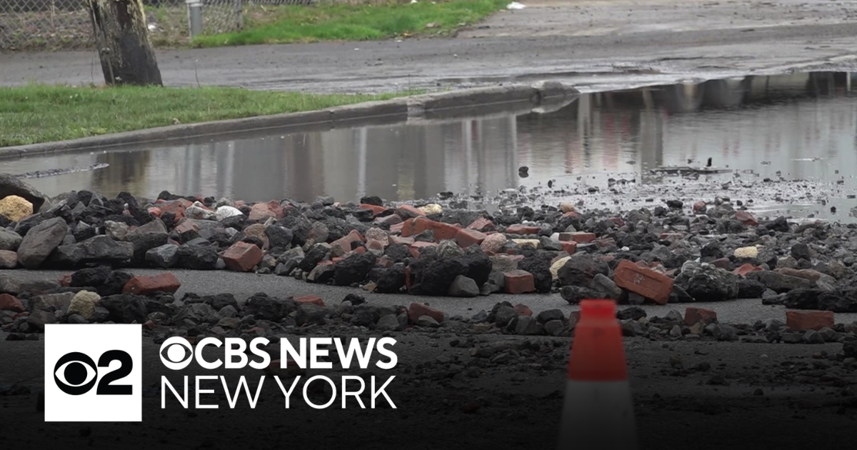 Water main break flood street in Carldstadt, New Jersey