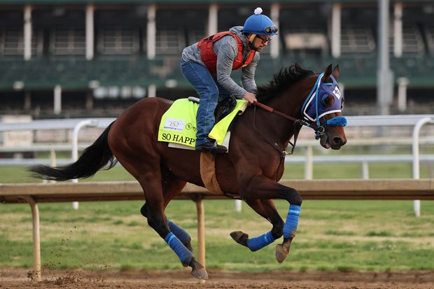 So Happy trains during morning workouts ahead of the Kentucky Derby at Churchill Downs on April 27, 2026, in Louisville, Kentucky. 