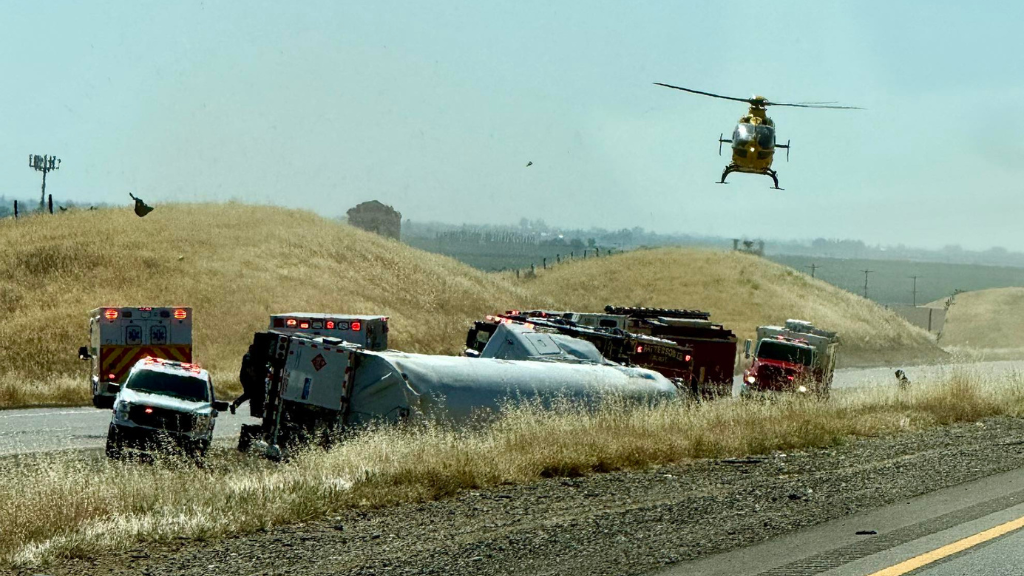 Interstate 5 closed near Patterson after semi-truck overturns