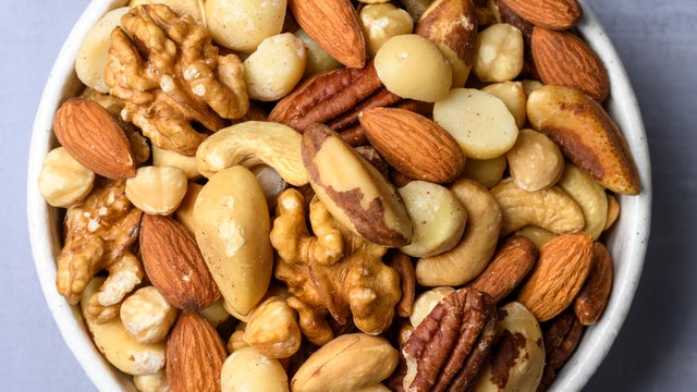 Nuts in a bowl close up 