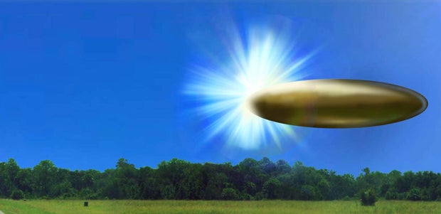 An FBI photo with a sketch of an object described by an eyewitness. 