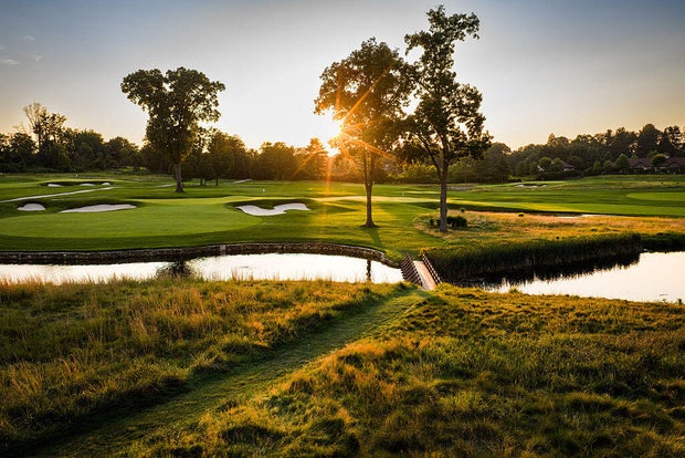 Photo of the 8th and 10th green at the Aronimink Golf Club 