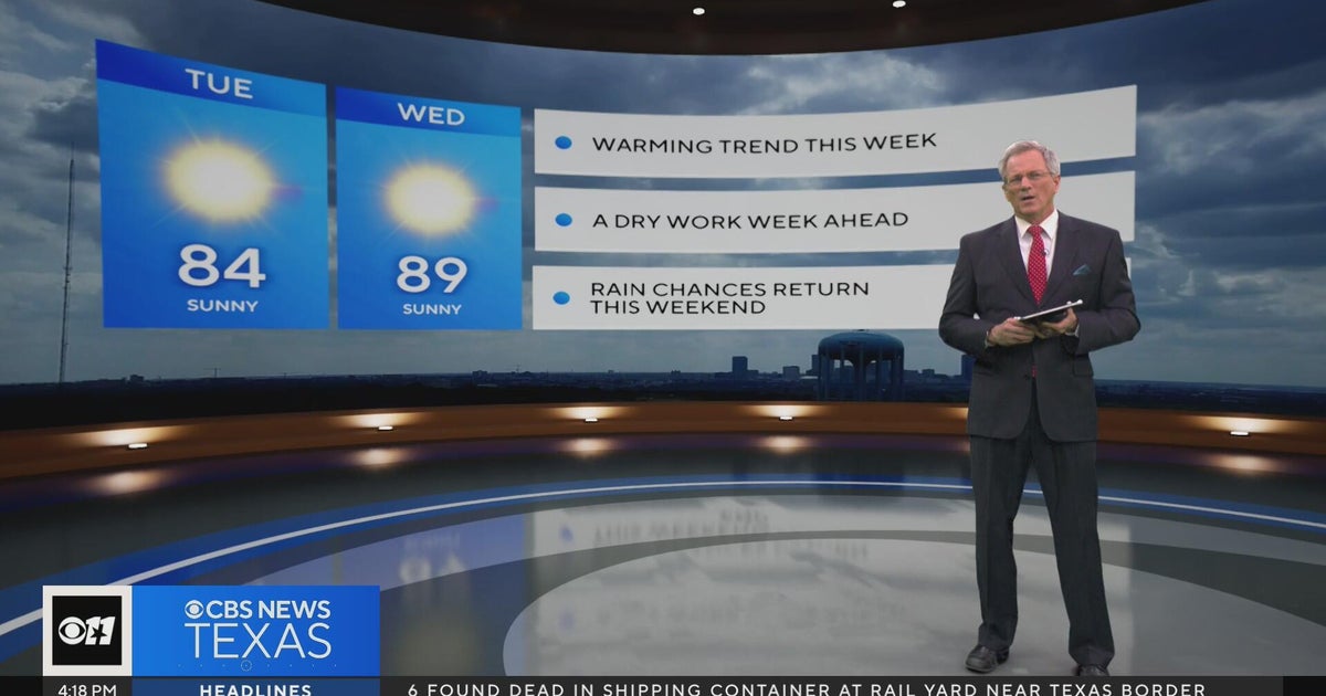 A dry work week ahead with a warming trend across North Texas - CBS Texas