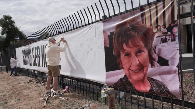 banner supporting Nancy Guthrie in Tucson, Arizona 
