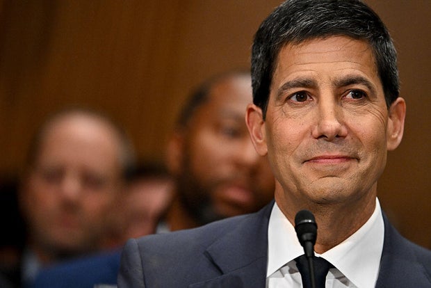 Kevin Warsh, President Trump's nominee to chair the Federal Reserve, testifies before the Senate Banking Committee on Tuesday, April 21, 2026. 
